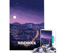 Rompecabezas para Adultos de 1000 Piezas Paisaje Urbano Nocturno de Windhoek Namibia Juguete Educativo para Juegos y desafíos Decoración para el hogar Obra de Arte Regalos Tamaño 38x52cm