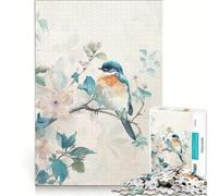 Rompecabezas para Adultos de 1000 Piezas: Pájaro Azul en una Rama con Flores, Juegos Divertidos para Toda la Familia, con Piezas de Formas aleatorias Que encajan Perfectamente 50x75cm