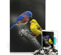 Rompecabezas para Adultos de 1000 Piezas: Pájaro Azul y pájaro Amarillo en una Rama Juegos Divertidos para Toda la Familia, con Piezas de Formas aleatorias Que encajan Perfectamente 38x26cm