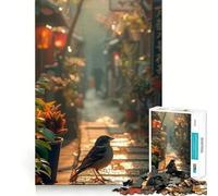 Rompecabezas para Adultos de 1000 Piezas Pájaro en un callejón Chino,diseño de Bordes, Rompecabezas de lógica,Juego para el Tiempo Libre,Divertido,decoración navideña (38x52cm)