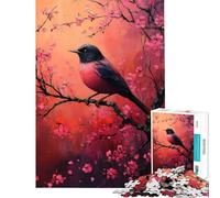 Rompecabezas para Adultos de 1000 Piezas Pájaro Rosa en Rama de Cerezo desafío para la Inteligencia Cerebral Juguete adictivo Juego práctico difícil Regalo de cumpleaños (tamaño 50x75cm)