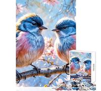 Rompecabezas para Adultos de 1000 Piezas: Pájaros Azules en una Rama Juguetes antiestrés Regalos de Amigo Invisible Juegos educativos Que ayudan a ejercitar el Cerebro Tamaño 38x26cm