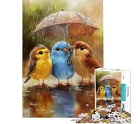 Rompecabezas para Adultos de 1000 Piezas Pájaros en un día lluvioso Rompecabezas para Adultos Carrera de Velocidad Manual Cada Pieza es única Juguetes educativos de Aprendizaje 38x52cm