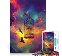 Rompecabezas para Adultos de 1000 Piezas Pájaros escapando de una Jaula Rompecabezas de lógica Bordes definidos Ideal para Jugar en Momentos de Ocio y divertirse Decoración