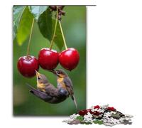 Rompecabezas para Adultos de 1000 Piezas: Pájaros picoteando Cerezas maduras. Cada Pieza es única. Juego Familiar desafiante y Divertido. 1000 Piezas (75 x 50 cm).