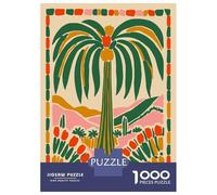 Rompecabezas para Adultos De 1000 Piezas Palm Tree Desert Landscape Illustration Rompecabezas para Adultos Juego Práctico Montaje De Patrones Cumpleaños Y Navidad 38x26cm/1000pcs