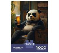 Rompecabezas para Adultos De 1000 Piezas Panda Bear Relaxing with Beer Rompecabezas para Adultos Juegos Relajantes Decoración Perfecta Regalos para Reducir El Estrés 52x38cm/1000pcs