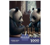 Rompecabezas para Adultos De 1000 Piezas Panda Bears Playing Chess Rompecabezas para Adultos Juguetes Antiestrés Decoración Actividades Divertidas En Casa 52x38cm/1000pcs