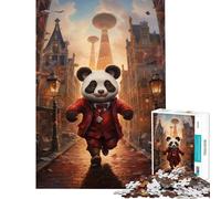 Rompecabezas para Adultos de 1000 Piezas Panda con Traje Rojo Juego Educativo Juguete Intelectual Regalo de Amigo Invisible antiestrés (tamaño 38x52cm)