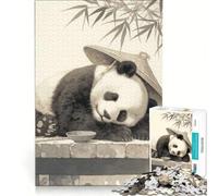 Rompecabezas para Adultos de 1000 Piezas Panda Durmiente Vintage Juego Imposible Vacaciones en casa Matar el Tiempo cumpleaños y Navidad 38x26cm