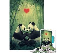 Rompecabezas para Adultos de 1000 Piezas Panda Enamorado en un Bosque de bambú Rompecabezas antiestrés para Adultos Difícil de Hacer Ayuda a ejercitar el Cerebro (tamaño 38x52cm)