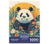 Rompecabezas para Adultos De 1000 Piezas Panda in Floral Garden Illustration Rompecabezas para Adultos Juego Práctico Oferta De Regalo De Cumpleaños como Regalos para Toda La Familia 38x26cm/1000pcs