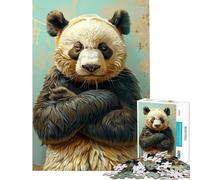 Rompecabezas para Adultos de 1000 Piezas Panda pensativo Ayuda a ejercitar el Cerebro Juego de precisión para Cortar Ideal para Toda la Familia a Partir de 14 años (38x26cm)