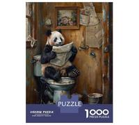Rompecabezas para Adultos De 1000 Piezas Panda Reading Newspaper on Toilet Rompecabezas para Adultos Juegos Relajantes Difícil Gran Regalo para Jugar 70x50cm/1000pcs