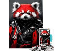 Rompecabezas para Adultos de 1000 Piezas Panda Rojo Guerrero carmesí Rompecabezas para Adolescentes Juego de ingenio Divertido y con Humor Amantes de los Videojuegos