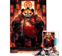 Rompecabezas para Adultos de 1000 Piezas Panda Rojo samurái Diversión en casa Mejora la Memoria Juegos relajantes para Mayores de 14 años (50x75cm)