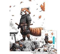 Rompecabezas para adultos de 1000 piezas Panda rojo samurái en la cima de una montaña Difícil y desafiante Regalo ideal para mujeres Juguete decorativo para pared Para mayores de 14 años Juego 38x52cm