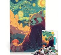 Rompecabezas para Adultos de 1000 Piezas: Panda Rojo soñador, Juego práctico, Ideal para Pasar el Tiempo en casa Durante Las Vacaciones, con póster y Hoja de Preguntas a Juego 38x52cm