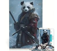 Rompecabezas para Adultos de 1000 Piezas Panda Samurái en Invierno Juegos relajantes y Actividades Divertidas para Hacer en casa Incluye póster y Hoja de Preguntas a Juego 38x26cm