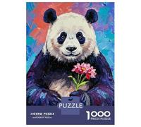 Rompecabezas para Adultos De 1000 Piezas Panda with Flower Painting Rompecabezas para Adultos Juego De Ingenio para La Diversión Familiar Actividades Divertidas En Casa, 38x26cm/1000pcs
