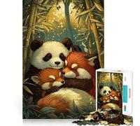 Rompecabezas para Adultos de 1000 Piezas Panda y Pandas Rojos durmiendo Juguete Que desafía la Mente Divertido (50x75cm)