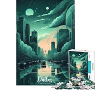 Rompecabezas para Adultos de 1000 Piezas Panorama del Horizonte de Dallas Juego Imposible Juguetes educativos para Aprender Regalo de cumpleaños Corte de precisión (tamaño 38x26cm)