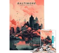 Rompecabezas para Adultos de 1000 Piezas Panorama Urbano de Baltimore Juego Imposible Juguetes educativos de Aprendizaje Regalo de cumpleaños Corte de precisión (tamaño 38x26cm)