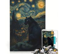 Rompecabezas para Adultos de 1000 Piezas: Pantera Negra bajo un Cielo Estrellado Juguetes para armar, mejoran la Memoria, Toda la Familia 38x52cm