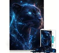 Rompecabezas para Adultos de 1000 Piezas Pantera Negra con Energía Azul,diseño de Encaje Perfecto,Regalo para Jugar a concentrarse,para Relajarse o como Regalo de cumpleaños 50x75cm