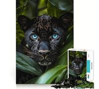 Rompecabezas para Adultos de 1000 Piezas Pantera Negra con Ojos Azules Articulaciones Finas Diversión,Actividad Mental Inteligente,Juego Relajante, Tranquilo 38x26cm