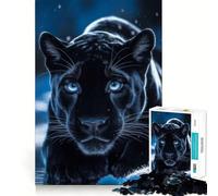 Rompecabezas para adultos de 1000 piezas Pantera Negra con ojos azules,diseño de corte fino,desafío inteligente y divertido,juego para momentos de tranquilidad,regalo ideal para cumpleaños y aficiones