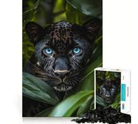Rompecabezas para Adultos de 1000 Piezas Pantera Negra con Ojos Azules,diseño de Corte Fino,diversión para Resolver Problemas,Juego para Momentos acogedores,decoración navideña para la Pared 50x75cm