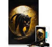 Rompecabezas para Adultos de 1000 Piezas Pantera Negra con Ojos Brillantes,Corte Impecable Divertido,ejercita la Mente,Ideal para el Tiempo Libre o como decoración navideña 38x52cm
