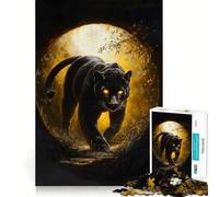 Rompecabezas para Adultos de 1000 Piezas Pantera Negra con Ojos Brillantes Ideal para decoración,Juego de Habilidad Mental,diversión Casual o decoración navideña 50x75cm