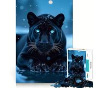 Rompecabezas para Adultos de 1000 Piezas Pantera Negra en Invierno,Ojos Azules,diseño de Corte Fino,desafío Inteligente y Divertido,Juego para Momentos de Tranquilidad,Regalo para Aficionados