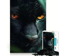 Rompecabezas para Adultos de 1000 Piezas Pantera Negra en Primer Plano con Ojos Dorados,Bordes Bien definidos,Juguete para ejercitar la Mente,diversión sin complicaciones,decoración navideña 38x52cm