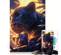 Rompecabezas para Adultos de 1000 Piezas Pantera Negra Madre y Cachorro Corte Impecable Diversión,ejercitamiento Mental,Juego para el Tiempo Libre,decoración navideña 38x52cm