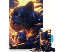 Rompecabezas para Adultos de 1000 Piezas Pantera Negra Madre y Cachorro Ideal para decoración,Juego de Habilidad Mental,diversión Casual y decoración navideña 38x26cm