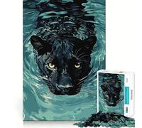 Rompecabezas para Adultos de 1000 Piezas Pantera Negra Nadando en el Agua Corte Impecable Diversión,ejercitador Mental,Juego para el Tiempo Libre,decoración navideña 38x52cm