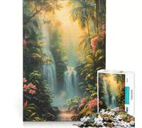 Rompecabezas para Adultos de 1000 Piezas Paraíso de la Cascada Juegos educativos y Divertidos para Hacer en casa Cada Pieza es única 38x26cm