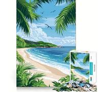Rompecabezas para Adultos de 1000 Piezas Paraíso de Playa Tropical, Arte de Bordes precisos, Juguete Creativo, Juego para Pasar un rato Agradable, Pieza de Arte navideña (38x52cm)