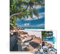 Rompecabezas para Adultos de 1000 Piezas Paraíso Tropical en la Playa Juego Familiar Que Mejora la Memoria y es Ideal para Decorar el Escritorio 38x26cm