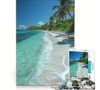 Rompecabezas para Adultos de 1000 Piezas Paraíso Tropical en la Playa Juego Familiar Que Mejora la Memoria y es Ideal para Decorar el Escritorio 38x26cm