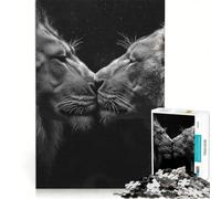 Rompecabezas para Adultos de 1000 Piezas Pareja de Leones en Primer Plano Juego Educativo decoración del hogar para Fortalecer el Amor Entre Parejas 50x75cm