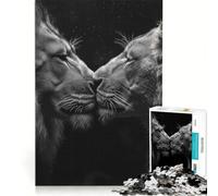 Rompecabezas para Adultos de 1000 Piezas Pareja de Leones en Primer Plano Juegos relajantes Actividades Divertidas para Hacer en casa fortalece el Amor Entre Parejas 38x26cm
