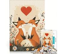Rompecabezas para Adultos de 1000 Piezas Pareja de Zorros Enamorados, Juguetes para armar, para la diversión Familiar, con Piezas de Formas aleatorias Que encajan Perfectamente 38x26cm