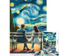 Rompecabezas para Adultos de 1000 Piezas: Pareja en un Banco bajo una Noche Estrellada Juguete Educativo Regalo de Amigo Secreto Juegos Divertidos para Mejorar el Amor en Pareja tamaño 38x52cm