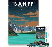 Rompecabezas para Adultos de 1000 Piezas,Parque Nacional Banff,Arte Premium,Arte de Borde,Rompecabezas de Lógica,Juego para Tiempo Libre,Diversión,Decoración Navideña (50x75cm)