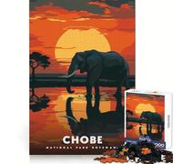 Rompecabezas para Adultos de 1000 Piezas Parque Nacional Chobe,Botsuana,Elefante,Puesta de Sol,Piezas de Corte Limpio,Juguete para ejercitar la Mente,Juego para el Tiempo Libre