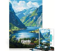Rompecabezas para Adultos de 1000 Piezas,Parque Nacional de los Fiordos de Noruega,Póster de Viaje,Decoración,Juego de lógica y Habilidad,Diversión Casual,Regalo de cumpleaños (38x52cm)